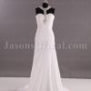 Sheath Chiffon Wedding Dress Embellished Halter Neckline Asymmetrical Ruched Waist with Court Train