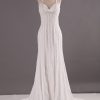 Glamorous Fit-and-Flare Spaghetti Halter Sweetheart Beaded Sweep Train Chiffon Wedding Dresses