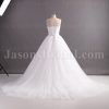 Ballgown Tulle Wedding Dress Feathers Embellished Sweetheart Ruched Bodice with Chapel Train