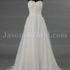 A-line Tulle Wedding Dress Feathers Embellished Sweetheart Ruched Bodice with Chapel Train