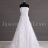 Fit-and-Flare Lace Wedding Dress Strapless Appliques Beaded Embellished Band with Court Train