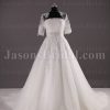 Princess A-line Tulle Wedding Dress Strapless Appliqued Beaded Embellished with Bolero Jacket Chapel Train