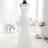 Fit-and-Flare Lace Wedding Dress Sleeveless Sheer Bodice Bateau Neck V-neck Waistband with Court Train