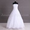 Ballgown Organza Wedding Dress Strapless Ruched Bodice Striped Skirt with Floor Length