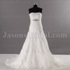 Trumpet Lace Wedding Dress Strapless Beaded Embellished Waistband Skirt with Chapel Train