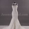 Mermaid Illusion Lace High-neck Wedding Dress Appliqued Skirt with Sweep Train