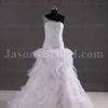 Trumpet Illusion One-shoulder Tulle Wedding Dress Beaded Spiral Wave Skirt with Court Train