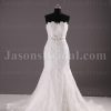 Trumpet Scalloped Sweetheart Jeweled Belt Allover Lace Sweep Train Tulle Wedding Dresses