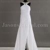 Sexy Sheath Jeweled Halter Backless Corset Side Slit Asymmetrically Pleated Sweep Train Chiffon Wedding Dresses