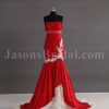 Red Trumpet Ruched Sweetheart Bead Embellished Pleated Appliqued Side Draped Satin over Lace Wedding Dresses