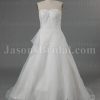 A-line Sweetheart Beaded Embroidered Asymmetrical Ruched Side Draped Sweep Train Organza over Satin Wedding Dresses