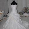 Ball Gown Sweetheart Beaded Appliqued Asymmetrical Ruched Dropped Pick-up Catch-up Chapel Train Taffeta Lace Wedding Dresses