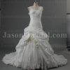 Ball Gown Cap Sleeves Sweetheart Beaded Appliqued Asymmetrical Ruched Dropped Pick-up Catch-up Chapel Train Taffeta Lace Wedding Dresses