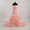 Dramatic Fit-and-Flare Sweetheart Ruched Asymmetrical Pleated Jeweled Belt Ruffled Chapel Train Organza Tulle Wedding Dresses