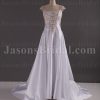 Elegant A-line Cap Sleeves Beaded Embroidered Pleated Chapel Train Satin Wedding Dresses