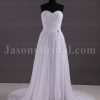 Slim A-line Sweetheart Beaded Ruched Bodice Jeweled Belt Pleated Sweep Train Tulle Wedding Dresses