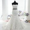 Fit-and-Flare Scalloped Sweetheart Allover Appiques Jeweled Belt Chapel Train Lace over Satin Wedding Dresses