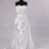 Fit-and-Flare Sweetheart Ruched Asymmetrical Pleated Beaded Waist Side Draped Sweep Train Satin Wedding Dresses