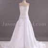 Trumpet Sweetheart Beaded Dropped Corset Pleated Chapel Train Satin Wedding Dresses