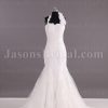 Trumpet Floral Halter Sweetheart Allover Beaded Chapel Train Tulle Lace Wedding Dresses