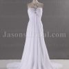 Empire Jeweled Halter Sweetheart Ruched Bodice Pleated Sweep Train Chiffon Wedding Dresses