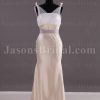 Two-tone Mermaid Illusion Straps Sleeveless Ruched Belt Low Back Sweep Train Satin Wedding Dresses