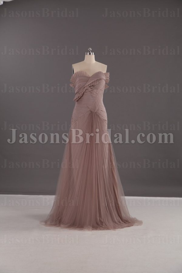 Mermaid Frilled Sweetheart Ruched Asymmetrical Pleated Side Draped Sweep Train Chiffon Wedding Dresses