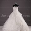 Dramatic Ball Gown Strapless Adorned Flower Floor Length Tulle Lace Wedding Dresses