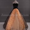 Two-tone Ball Gown Sweetheart Illusion Waistline Open Front Ruffled Sweep Train Tulle Organza Wedding Dresses