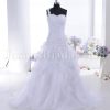 A-line One-shoulder Beaded Appliques Sweetheart Ruched Asymmetrical Pleated Pick-up Chapel Train Organza Wedding Dresses