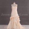 Fit-and-Flare One-shoulder Sweetheart Ruched Asymmetrical Pleated Sweep Train Satin Wedding Dresses