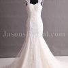 Glamorous Mermaid Cap Sleeves Sweetheart Beaded Open Back Sweep Train Tulle Lace Wedding Dresses