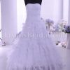 A-line Sweetheart Beaded Appliques Ruched Belts Sweep Train Tiered Organza Lace Wedding Dresses