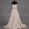 Elegant A-line Sweetheart Jeweled Belt Box Pleated Sweep Train Satin Wedding Dresses