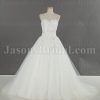 Dramatic Ball Gown Scalloped Sweetheart Beaded Appliques Sweep Train Tulle Wedding Dresses