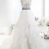 Dramatic Ball Gown Sweetheart Jeweled Embellished Ribbon Sweep Train Spiral Wave Organza Wedding Dresses