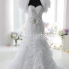 Mermaid Sweetheart Sweetheart Allover Lace Jeweled Belt Layered Wave Chapel Train Organza Wedding Dresses with Bolero