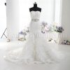 Trumpet Scalloped Sweetheart Allover Lace Bodice Jeweled Belt Chapel Train Spiral Wave Organza Wedding Dresses