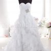 Ball Gown Sweetheart Ruched Jeweled Embellished Layered Spiral Wave Sweep Train Organza Wedding Dresses