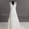 Glamorous A-line Queen Anne Jeweled Embellished Belt Keyhole Back Sweep Train Tulle Wedding Dresses