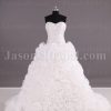 Ball Gown Sweetheart Beaded Embroidered Bodice Low Back Chapel Train Ruffled Organza Wedding Dresses