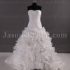 Stunning Ball Gown Sweetheart Ruched Bodice Pleated Adorned Organza Rosettes Ruffled Sweep Train Taffeta Wedding Dresses