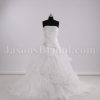 Fit-and-Flare Strapless Beaded Embroidered Crossed Asymmetrical Ruched Bodice Chapel Train Bustled Organza Wedding Dresses