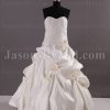 Ball Gown Sweetheart Beaded Appliques Adorned Flowers Pick-up Floor Length Satin Wedding Dresses