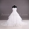 Dramatic Ball Gown Sweetheart Asymmetrical Ruched Layered Sweep Train Organza Wedding Dresses