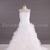 Fit-and-Flare Sweetheart Beaded Appliques Asymmetrical Ruched Sweep Train Ruffled Organza Wedding Dresses