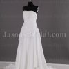 Fit-and-Flare Scalloped Strapless Beaded Appliques Jeweled Belt Sweep Train Satin Wedding Dresses