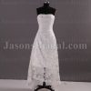 Princess A-line Strapless High-low Hemline Beaded Lace over Satin Wedding Dresses