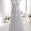 A-line Queen Anne Neckline Asymmetrical Ruched Beaded Appliques Open Back Sweep Train Chiffon over Satin Wedding Dresses