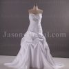 Trumpet Sweetheart Ruched Asymmetrical Pleated Jeweled Pick-up Chapel Train Satin Wedding Dresses